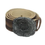 Repoussé Horn Buckle Brown German Lederhosen Belt