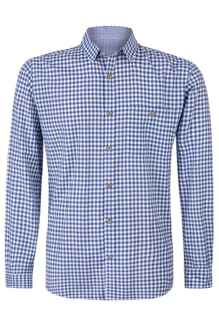 Authentic Alpine Vichy Gingham German Trachten Shirt For Men