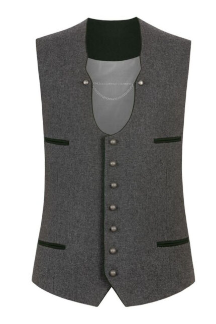 Bastei German Gray Trachten Waistcoat For Oktoberfest