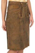 Vintage Bianca Brown Bavarian Lederhosen Skirt