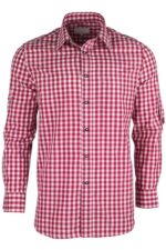 Taditional German Red Checkered Trachten Shirt For Men