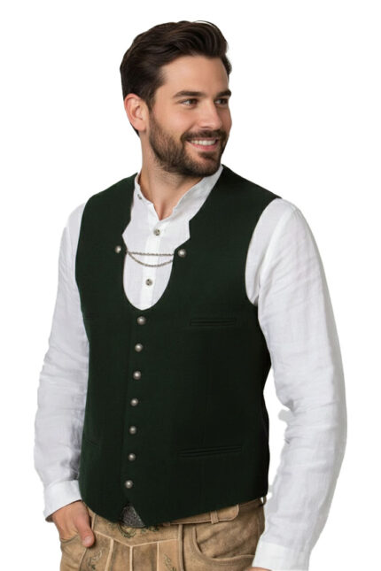 Authentic Green German Trachten Vest For Oktoberfest