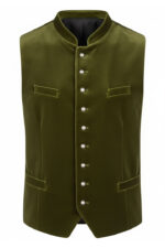 Harz German Bavarian Olive Green Trachten Waistcoat