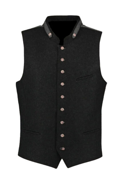 Traditional Heritage Black Wool Trachten Vest