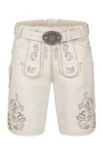 Plattstickerei White Suede Trachten Lederhosen