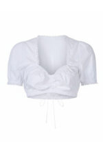 Rebecca Mir Oktoberfest White Crop Top Dirndl Blouse