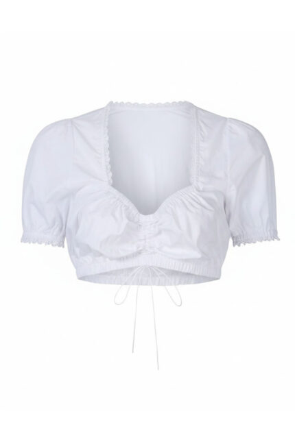 Rebecca Mir Oktoberfest White Crop Top Dirndl Blouse