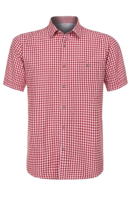 Authentic Red Short Sleeve Oktoberfest Lederhosen Shirt