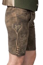 Premium Men's Relief Brown Suede Lederhosen Shorts