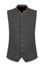 Royal Gray German Trachten Waistcoat For Oktoberfest
