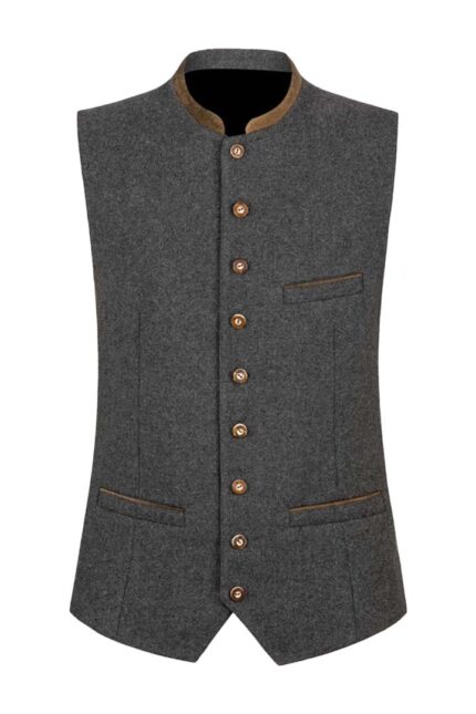 Royal Gray German Trachten Waistcoat For Oktoberfest