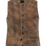 Traditional Rustic Brown Suede German Trachten Vest