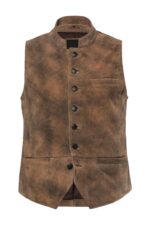 Traditional Rustic Brown Suede German Trachten Vest