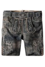 Premium Stag Head Grey Bavarian Lederhosen Shorts