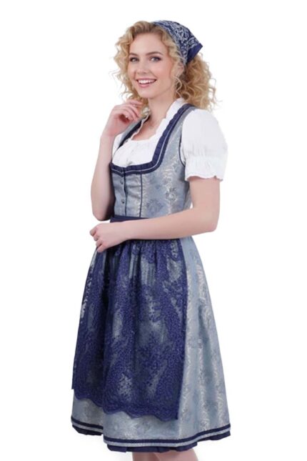 Authentic Nadine Menz Blue Drindl Dress For Oktoberfest