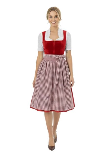 Authentic Pamela German Red Velvet Drindl Dress