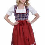 German Trachten Red Headey Dirndl Dress