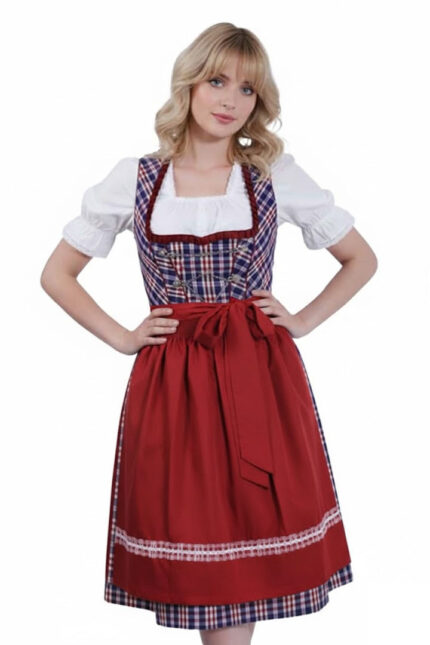 German Trachten Red Headey Dirndl Dress